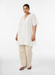Losse tuniek met gekreukte structuur en rucherand, Vanille, Model image number 1
