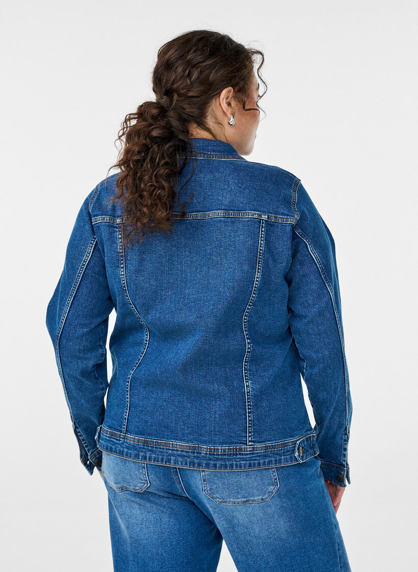 Denimjack met een klassieke snit, Blauw, Model image number 2