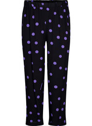 Viscose broek met stippen, Black w. Purple Dot