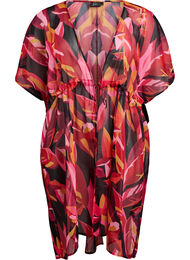 Strand kimono met print, Rood