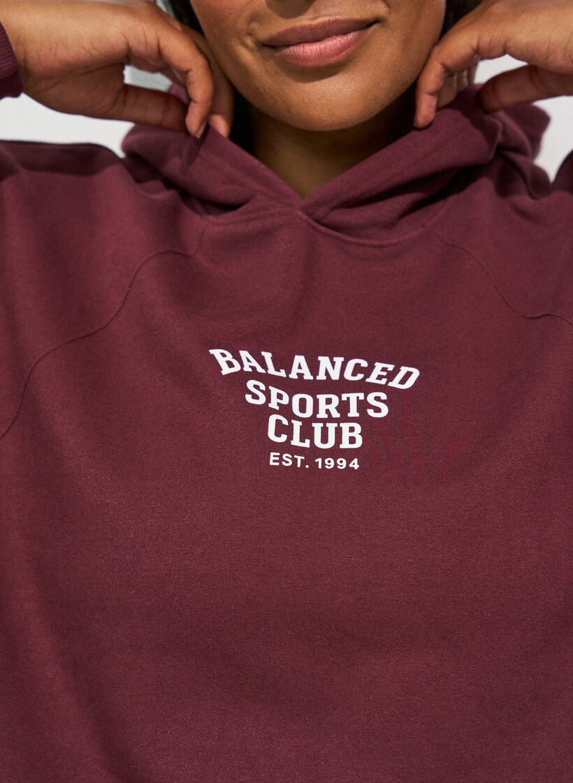 Hoodie met borstprint, Paars, Model image number 3