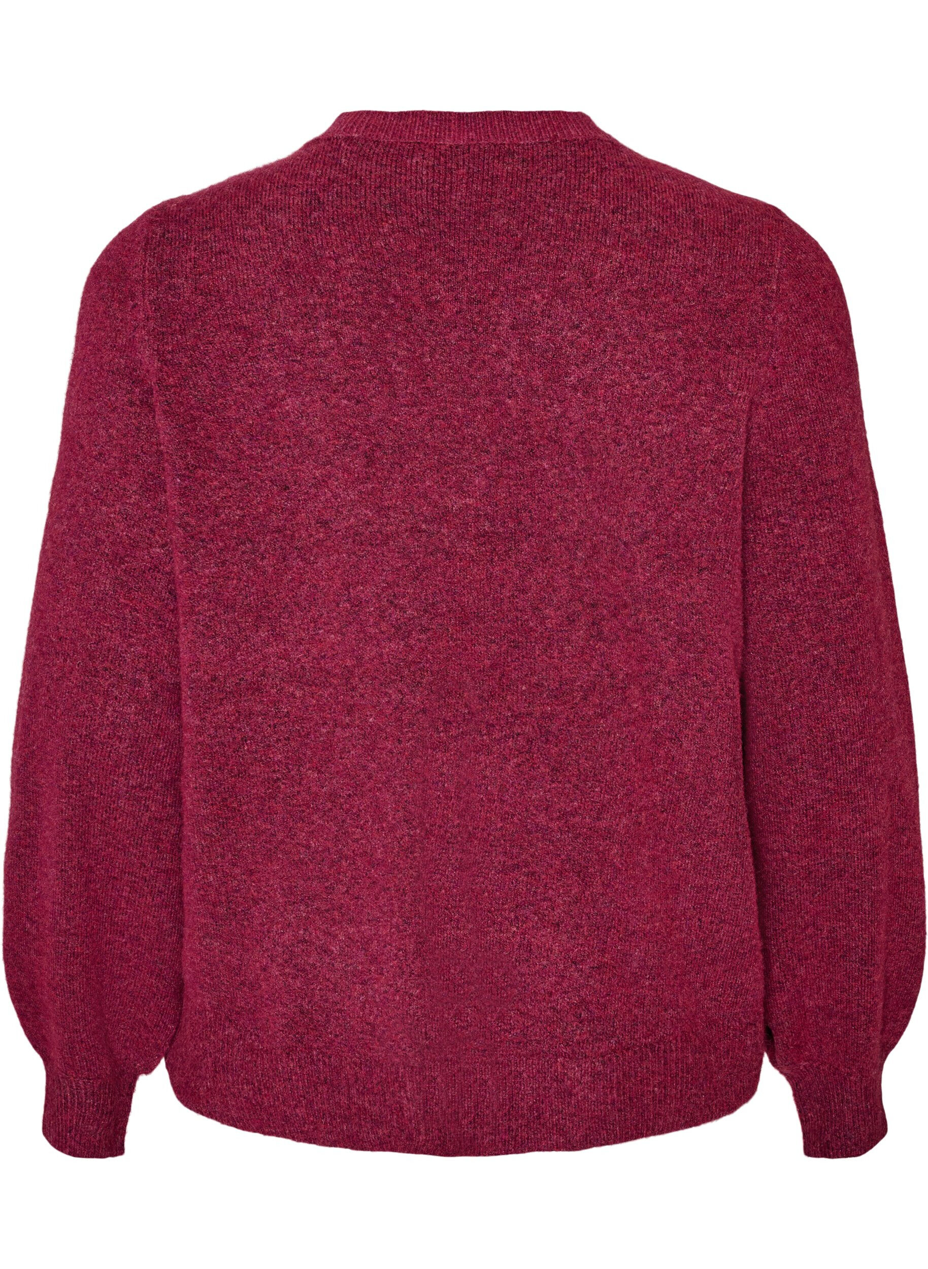 ZizziVest in zacht breisel met goudkleurige knopen, Rood, Packshot image number 1