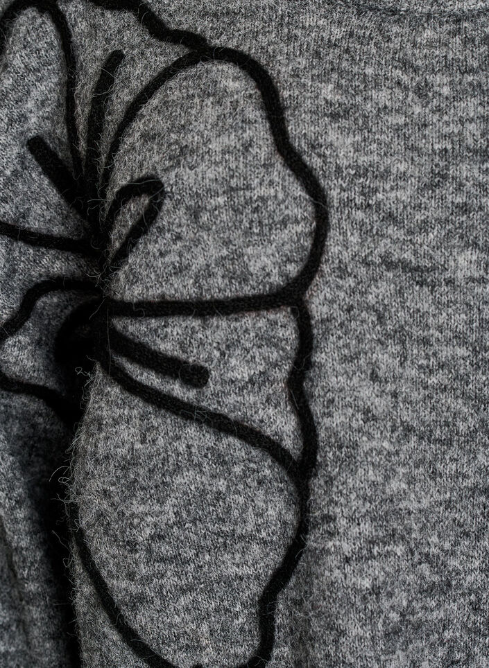 Jumper met bloemenapplicatie, Grijs, Packshot image number 2