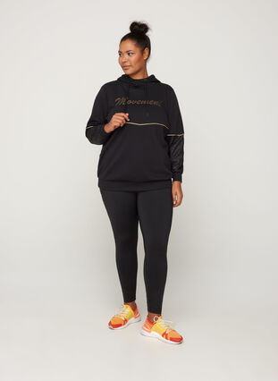 Sweatshirt met capuchon en print, Black, Model image number 3