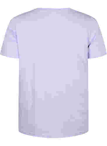 Katoenen t-shirt met ronde hals en opdruk, Lavender FACE, Packshot image number 1