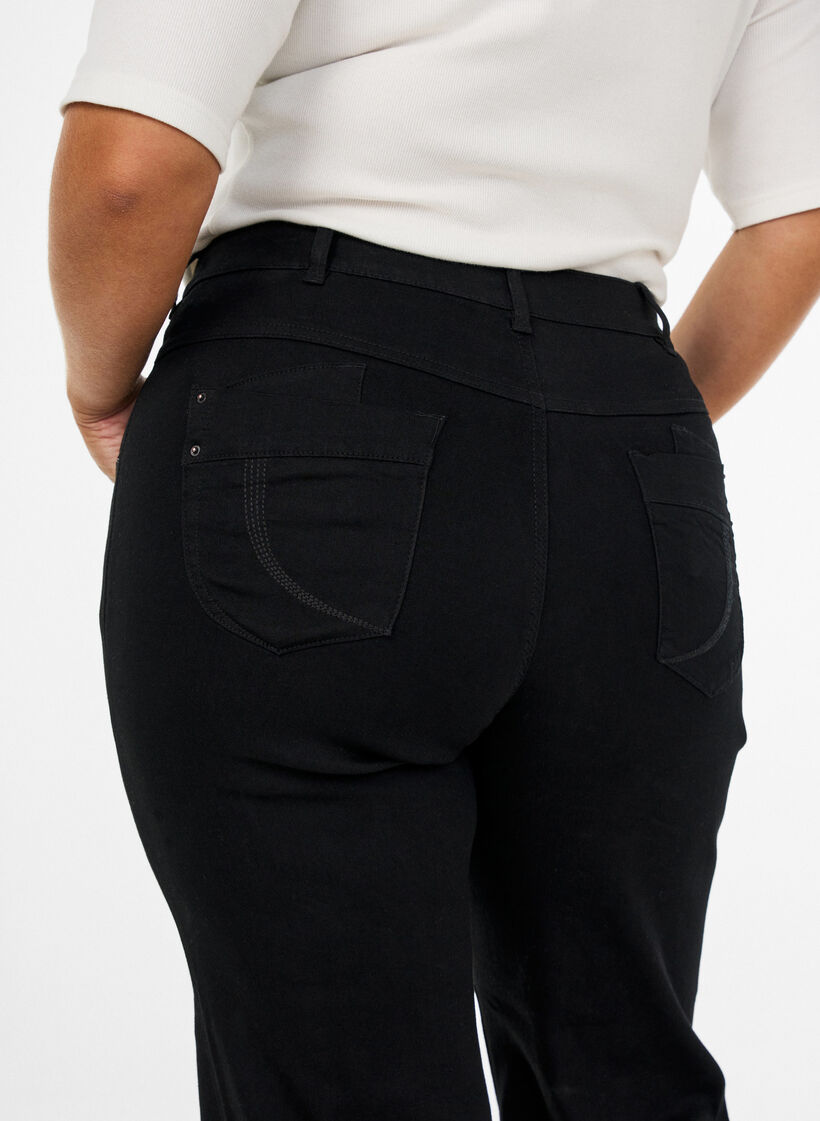 Gemma jeans met regular fit en hoge taille, Zwart, Model image number 2