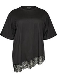 T-shirt met asymmetrische kanten zoom, Zwart