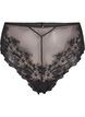 Mesh Brazilian slipje met borduursel, Black, Packshot image number 0
