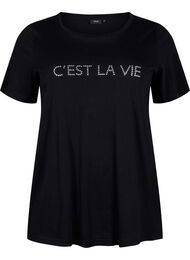 T-shirt met stras, Black W. Rhinestones