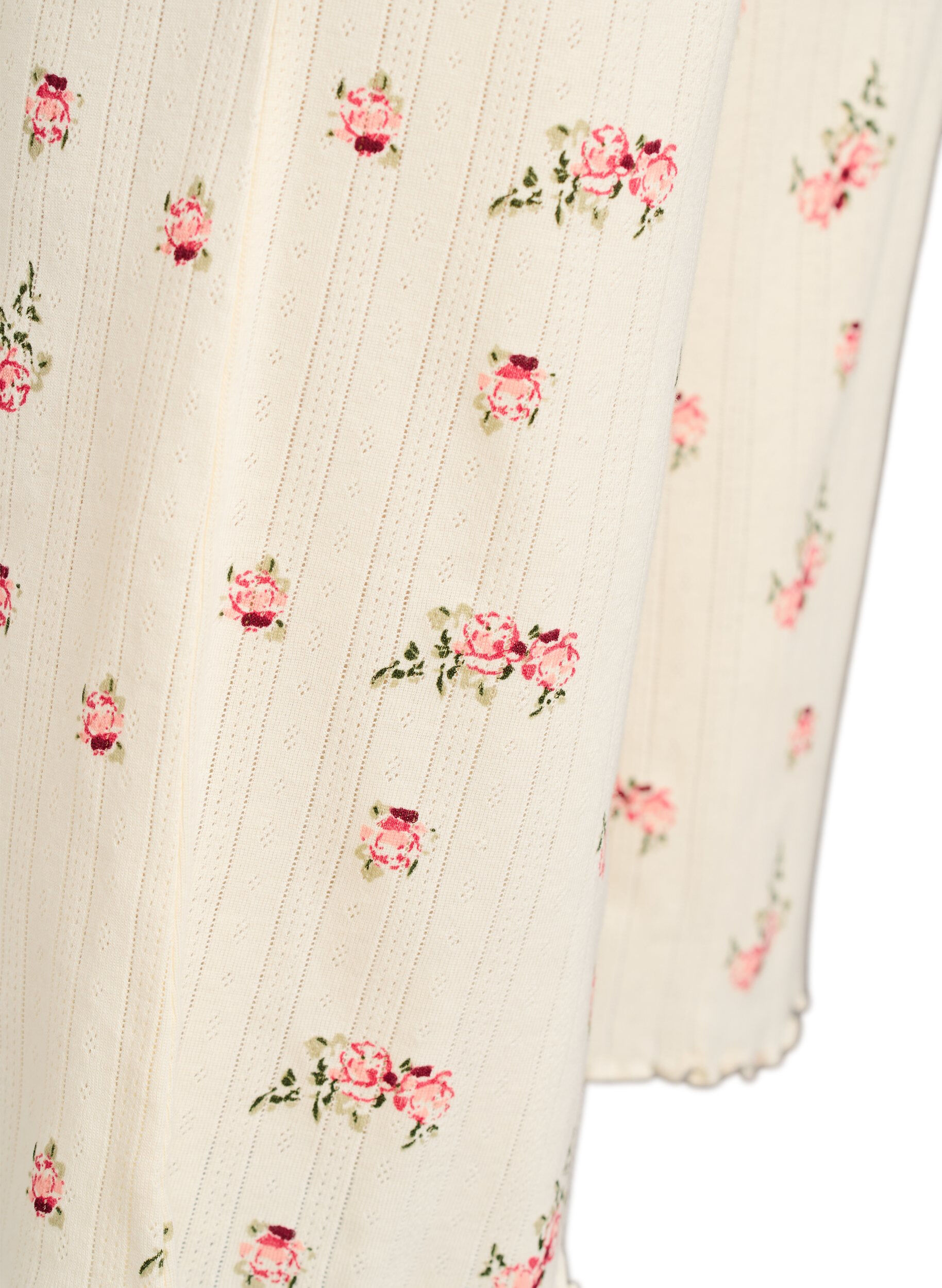 Zizzi Organische katoenen pyjamabroek met een structuurpatroon, Vanille, Packshot image number 2