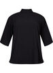 Blouse met hoge hals en 3/4 mouwen, Black, Packshot image number 0