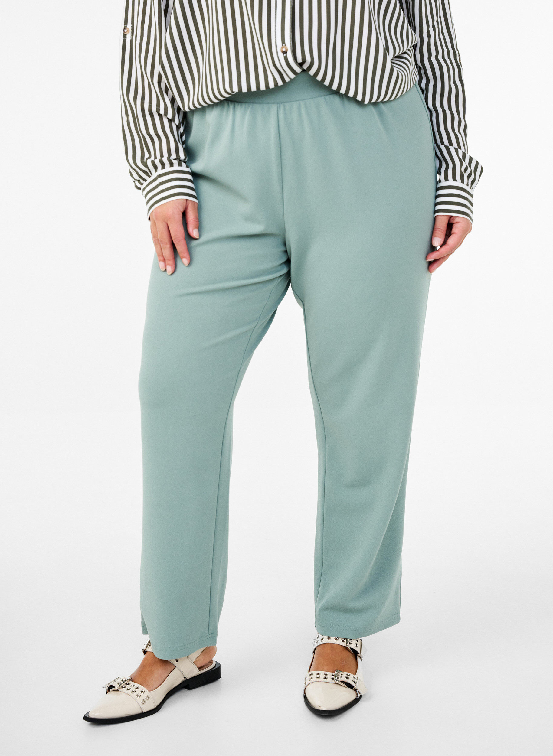 ZizziBroek met rechte pasvorm, Groen, Model image number 2
