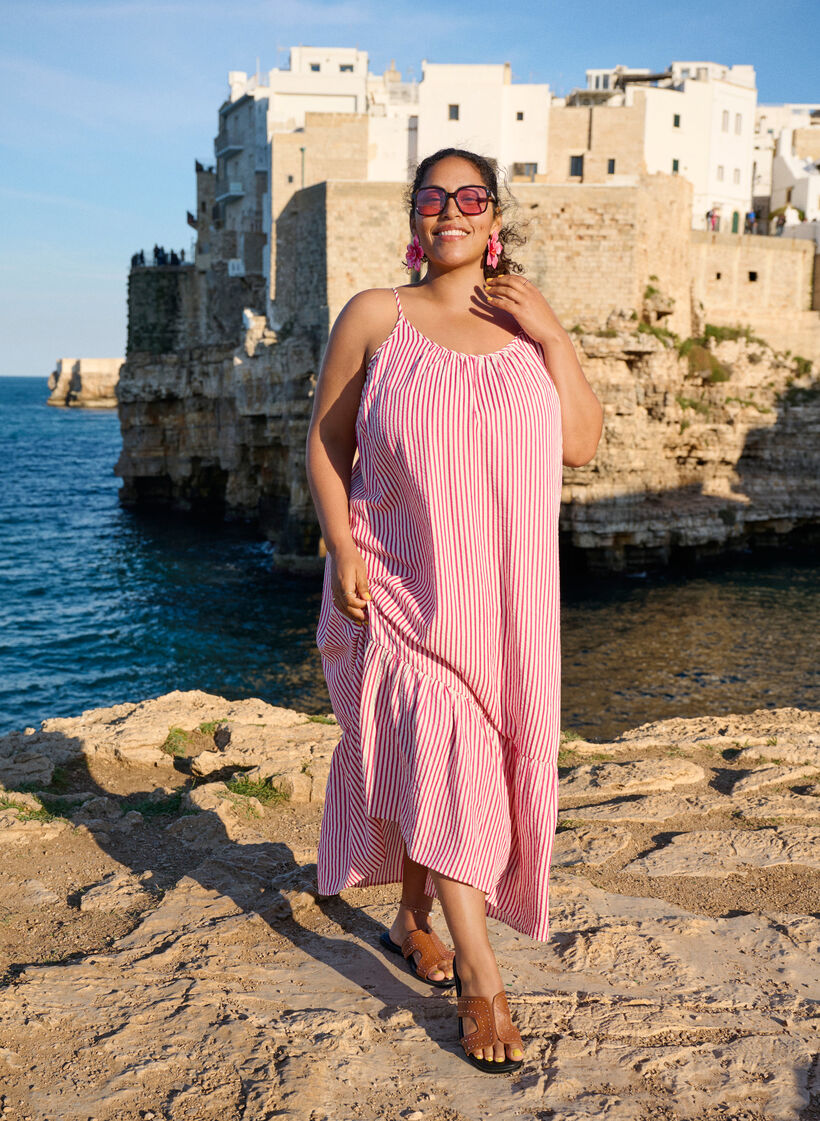 Zomerjurk met strepen en A-lijn pasvorm, Roze, Image image number 0