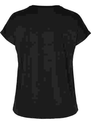 Trainings-T-shirt met korte mouwen en mesh met patroon, Black, Packshot image number 1