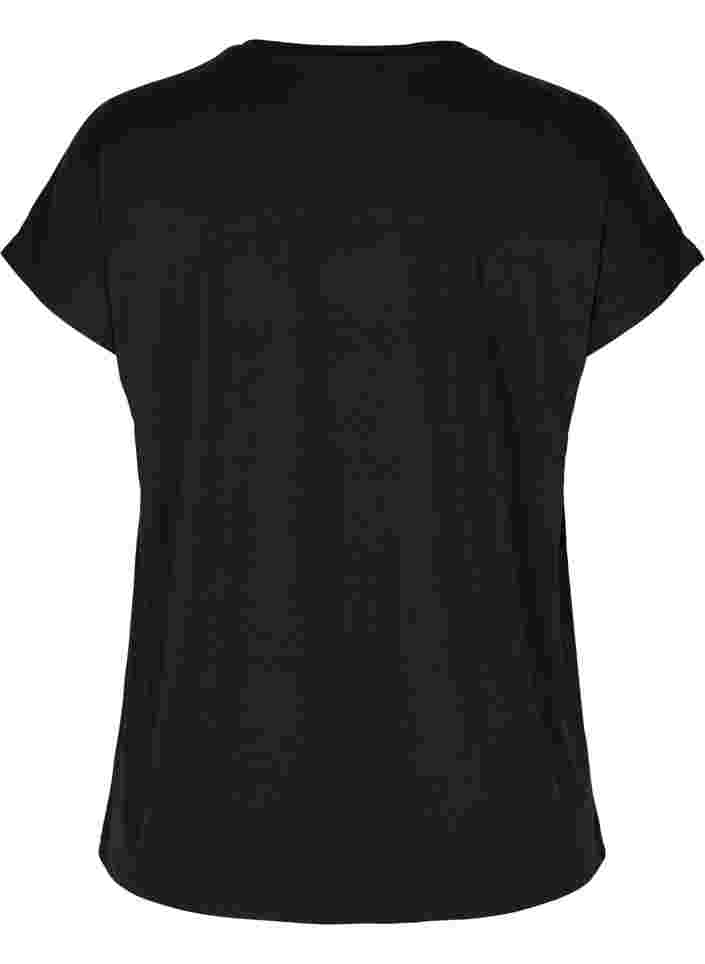 Trainings-T-shirt met korte mouwen en mesh met patroon, Black, Packshot image number 1