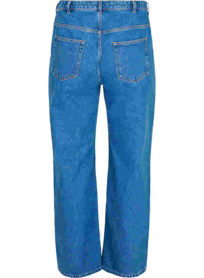 Straight jeans met hoge taille, Blue denim, Packshot image number 1