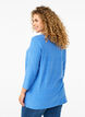 Blouse met driekwartmouwen en een gestreept patroon, Princess Blue Mel., Model image number 1