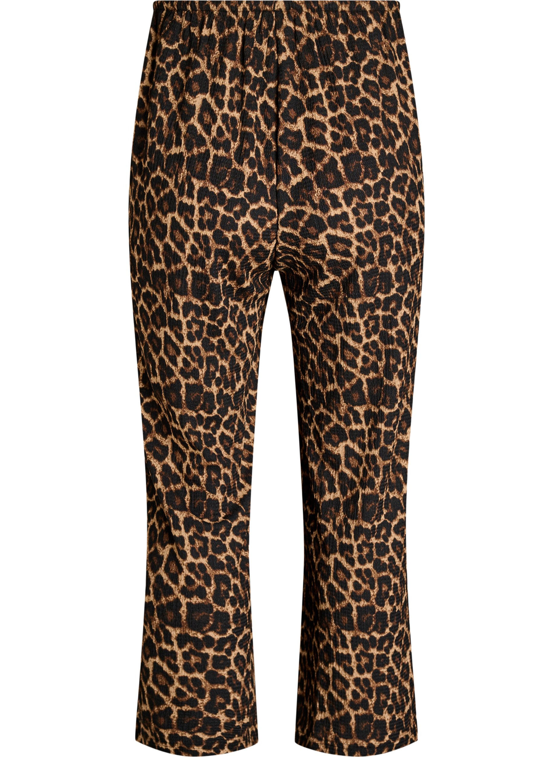 Zizzi Broek met wijde pijpen in een licht gestructureerde stof, Zwart, Packshot image number 1