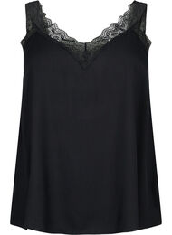 Kanten topje van viscose, Black