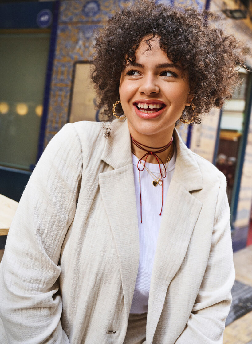 Blazer van een materiaalmix met linnen, Rainy Day, Image image number 0