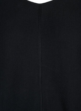 Geribde jurk met 3/4 mouwen, Black, Packshot image number 2