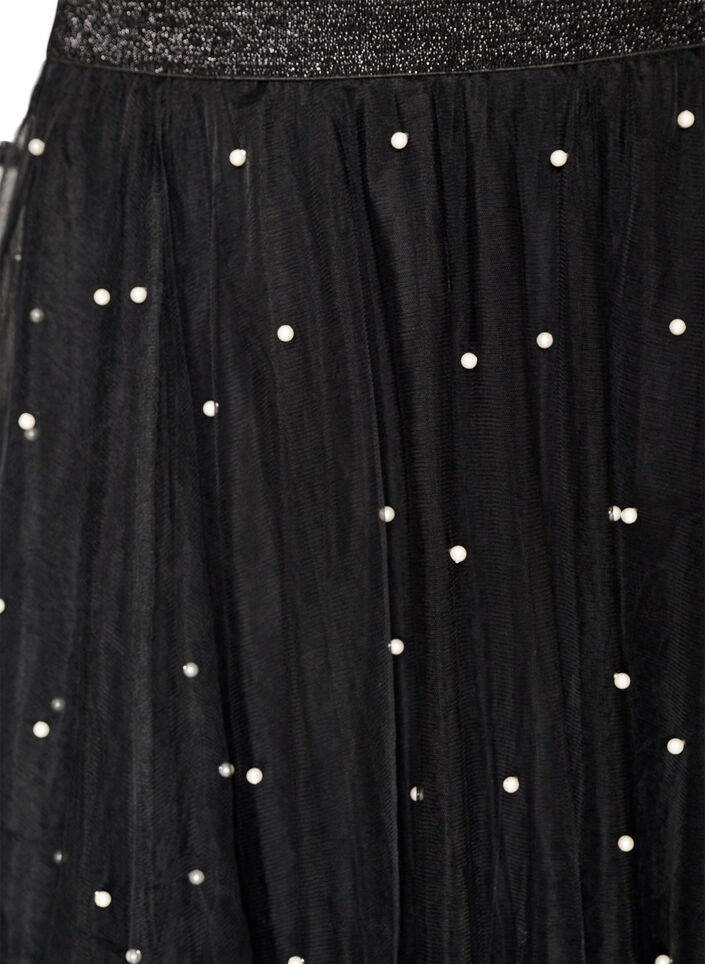 Tule midirok met parels, Zwart, Packshot image number 2