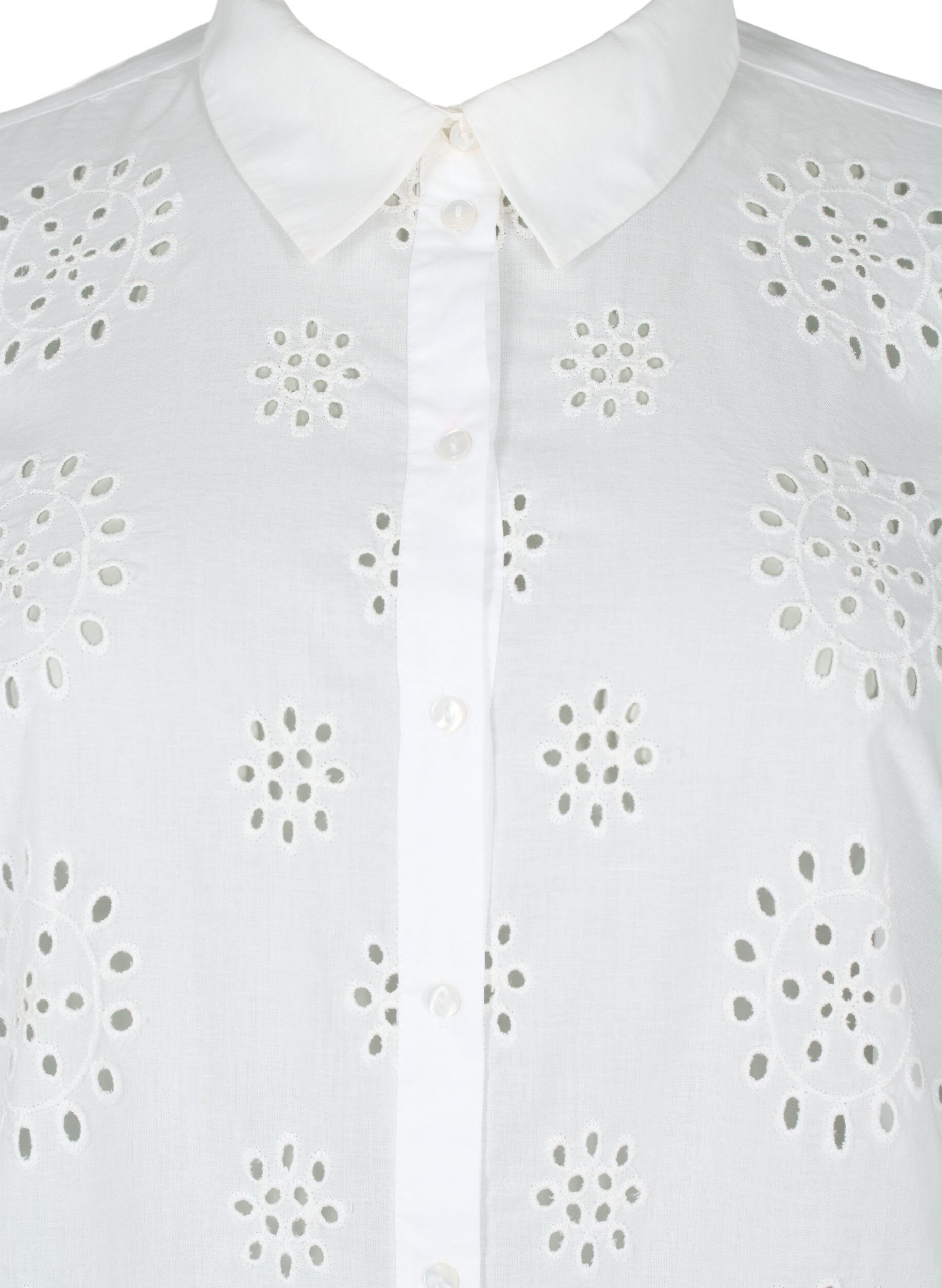 Zizzi Shirtblouse met Engels borduurwerk en 3/4-mouwen, Bright White, Packshot image number 2