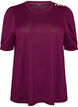 Blouse met knoopdetail en korte pofmouwen, Donker Bordeaux, Packshot image number 0