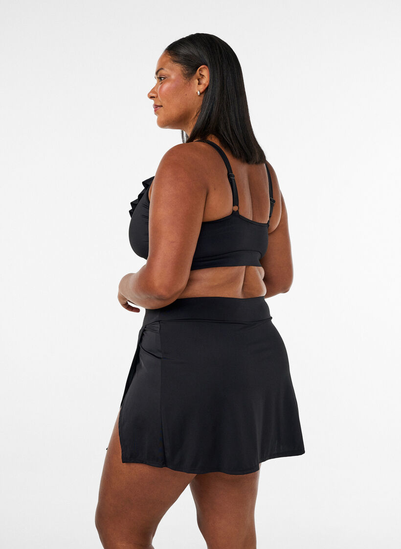 Bikinibroekje met slip en wikkel-effect, Zwart, Model image number 1