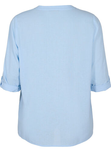Katoenen blouse met kanten details, Chambray Blue, Packshot image number 1