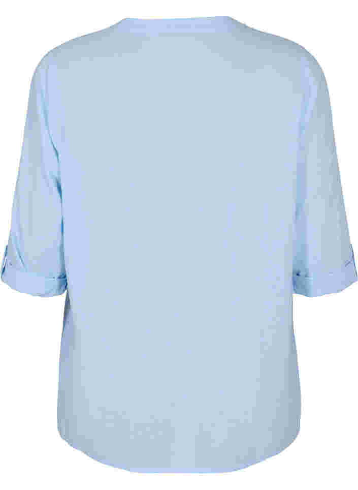 Katoenen blouse met kanten details, Chambray Blue, Packshot image number 1