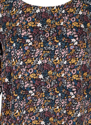 Top met print, kanten rug en 3/4 mouwen, Black/Multi Flower, Packshot image number 2