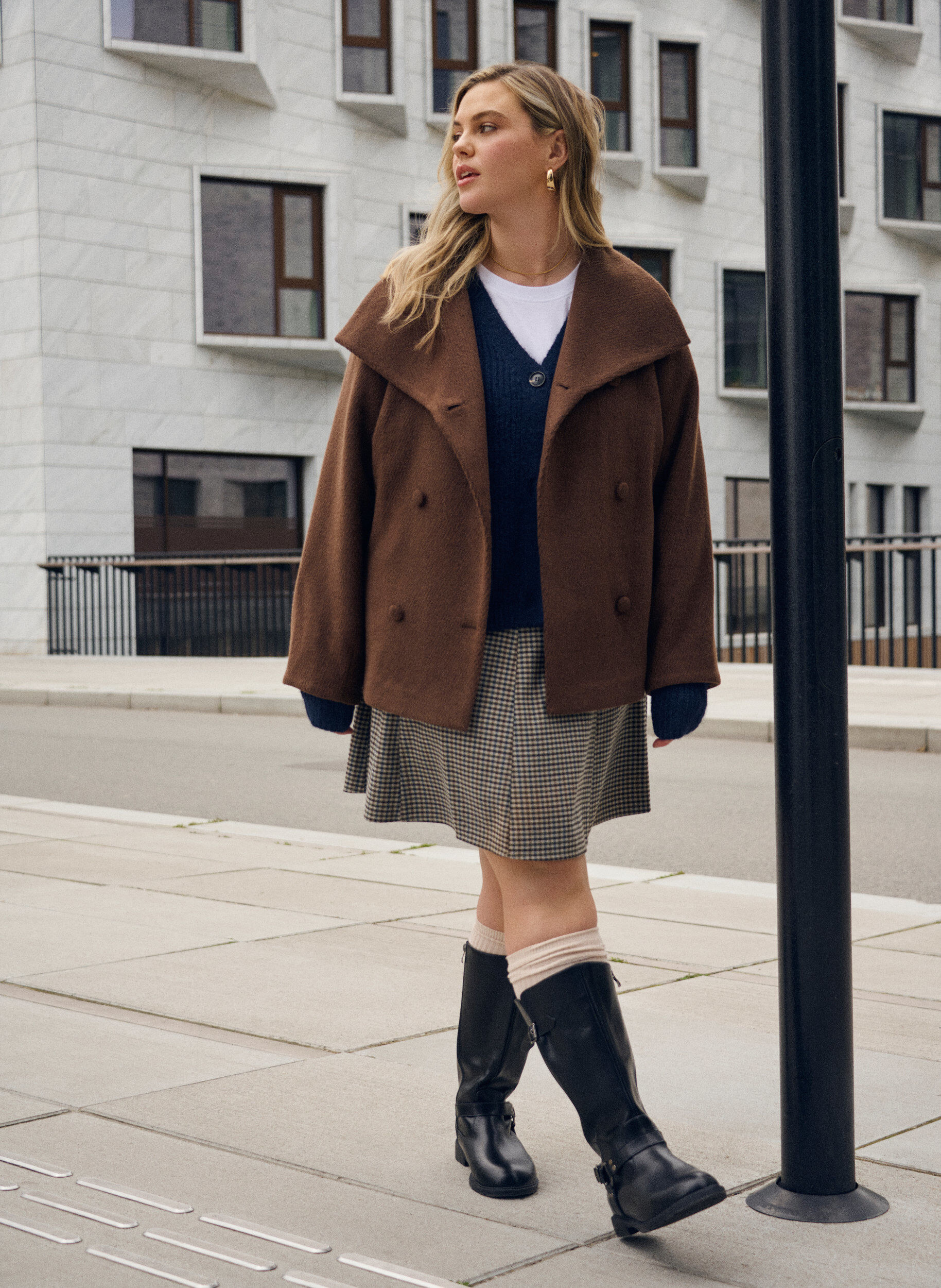 Zizzi Korte A-lijn rok, Bruin, Image image number 0