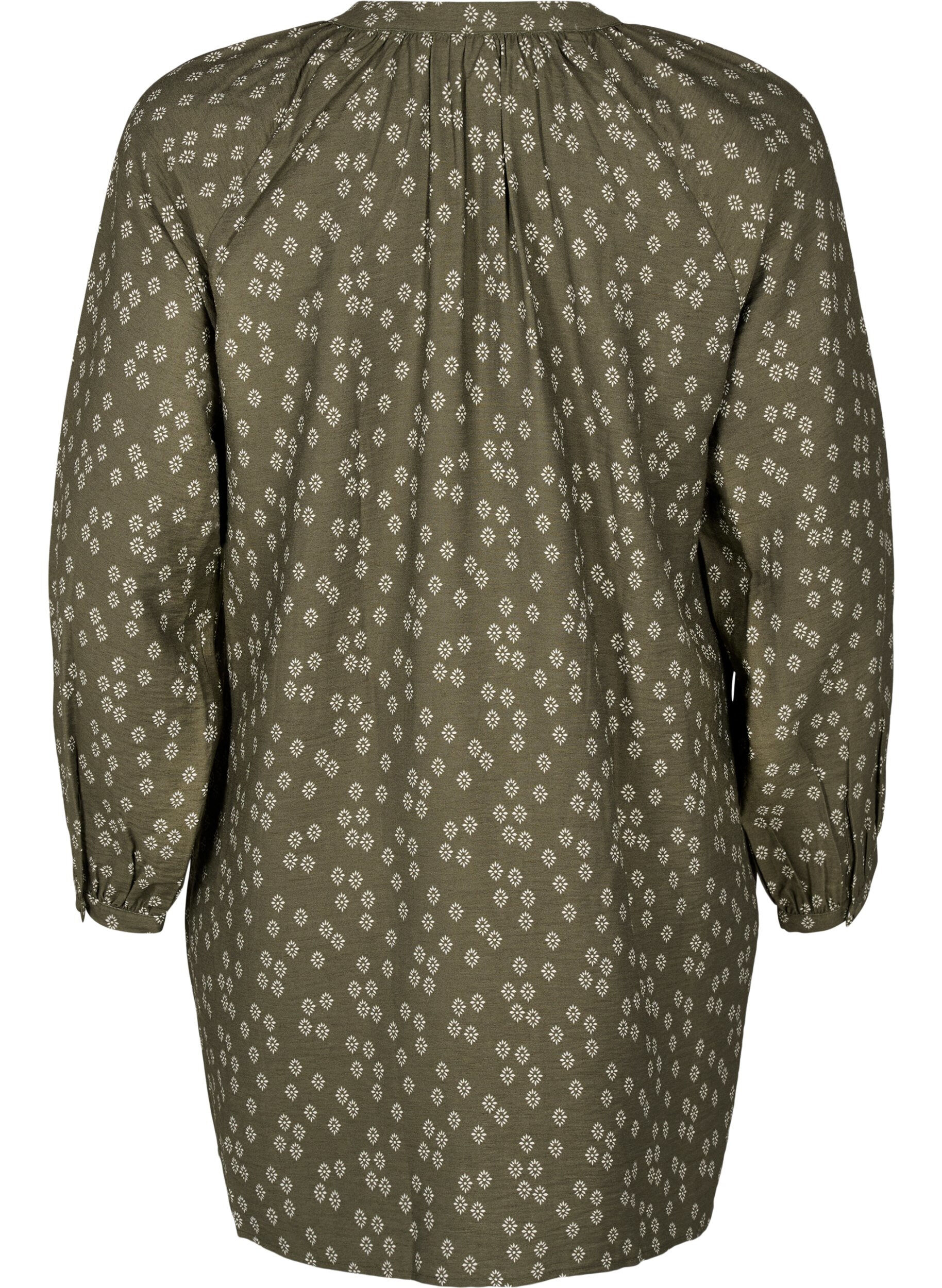 Zizzi Tunic met lange mouwen en bloemenprint, Groen, Packshot image number 1