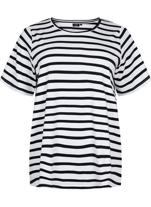 Gestreept katoenen t-shirt, Black Stripes, Packshot image number 0