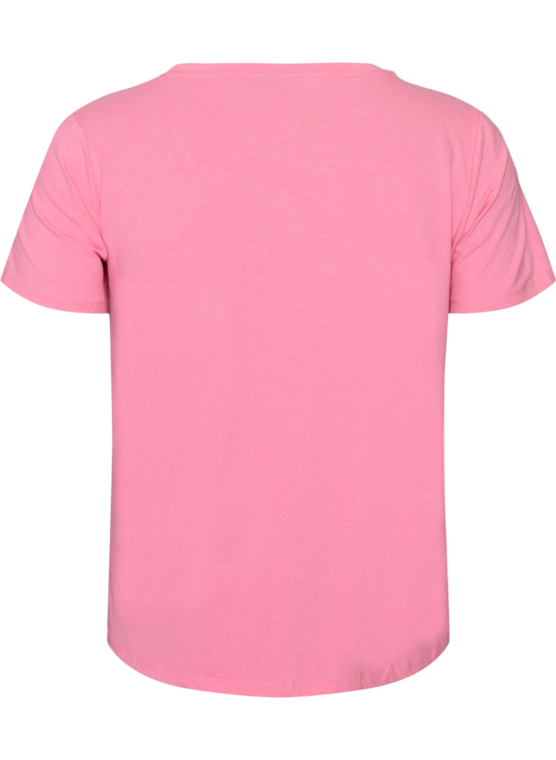 ZizziBasic t-shirt in effen kleur met katoen, Roze, Packshot image number 1