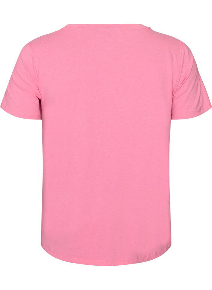 Basic t-shirt in effen kleur met katoen, Roze, Packshot image number 1