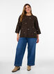 Gebreide blouse met kleine geborduurde motieven, Bruin, Model image number 1