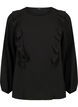 Blouse met lange mouwen en ruches, Black, Packshot image number 0