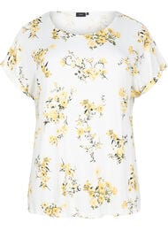 T-shirt met bloemenprint, Geel