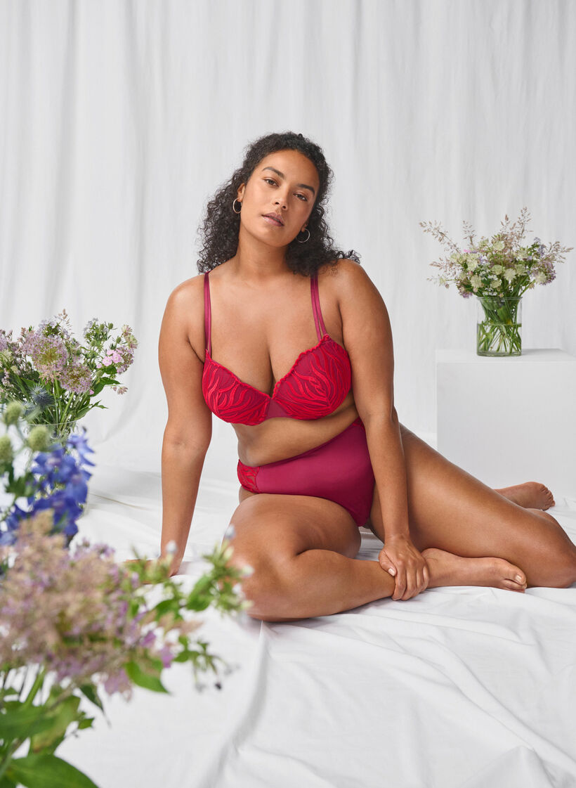 Tai slip met borduursel en normale taille, Rood, Image image number 0