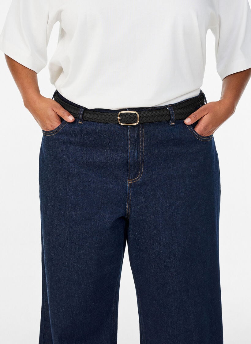 Gevlochten riem in imitatieleer, Zwart, Model image number 0