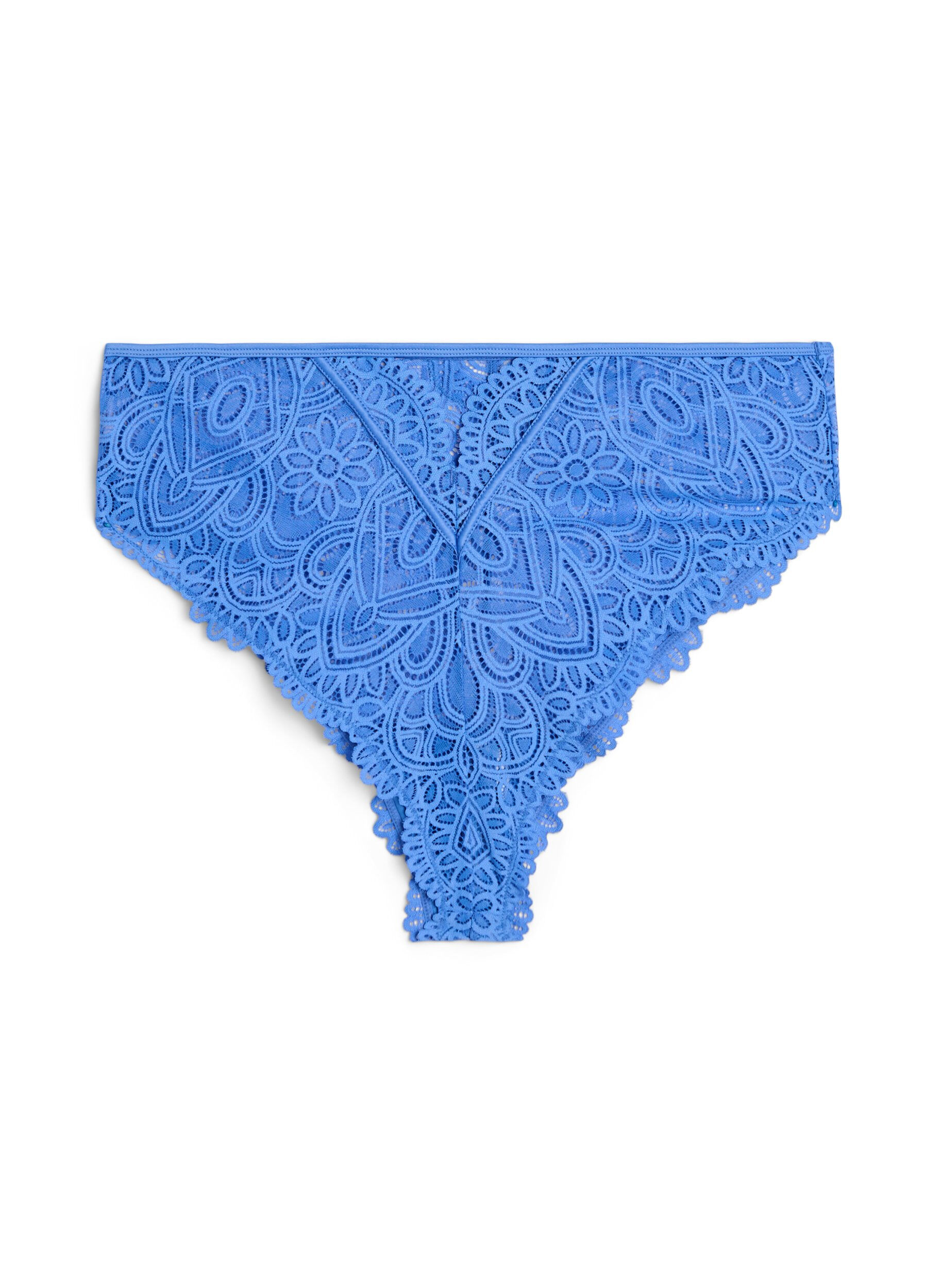 Zizzi Kanten Brazilian slip met een normale taille, Blauw, Packshot image number 1