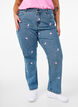 Hoge taille Gemma jeans met lippen, Blauw, Model image number 2