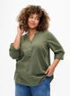 Blouse van katoen met v-hals, Thyme, Model image number 0