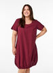 Katoenen jurk met korte mouwen, Donker Bordeaux, Model image number 0