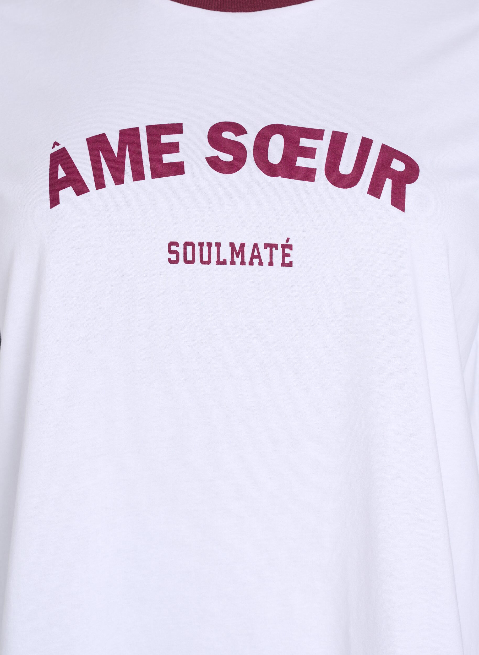 Zizzi T-shirt met tekst en contrasterende rand, Wit, Packshot image number 2