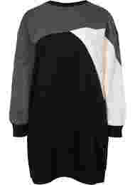 Lang sweatshirt met colorblock, Black Color Block