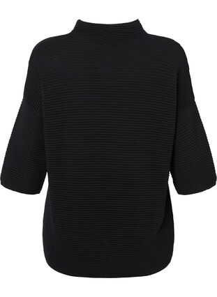 Gestructureerde pullover met hoge hals, Black, Packshot image number 1
