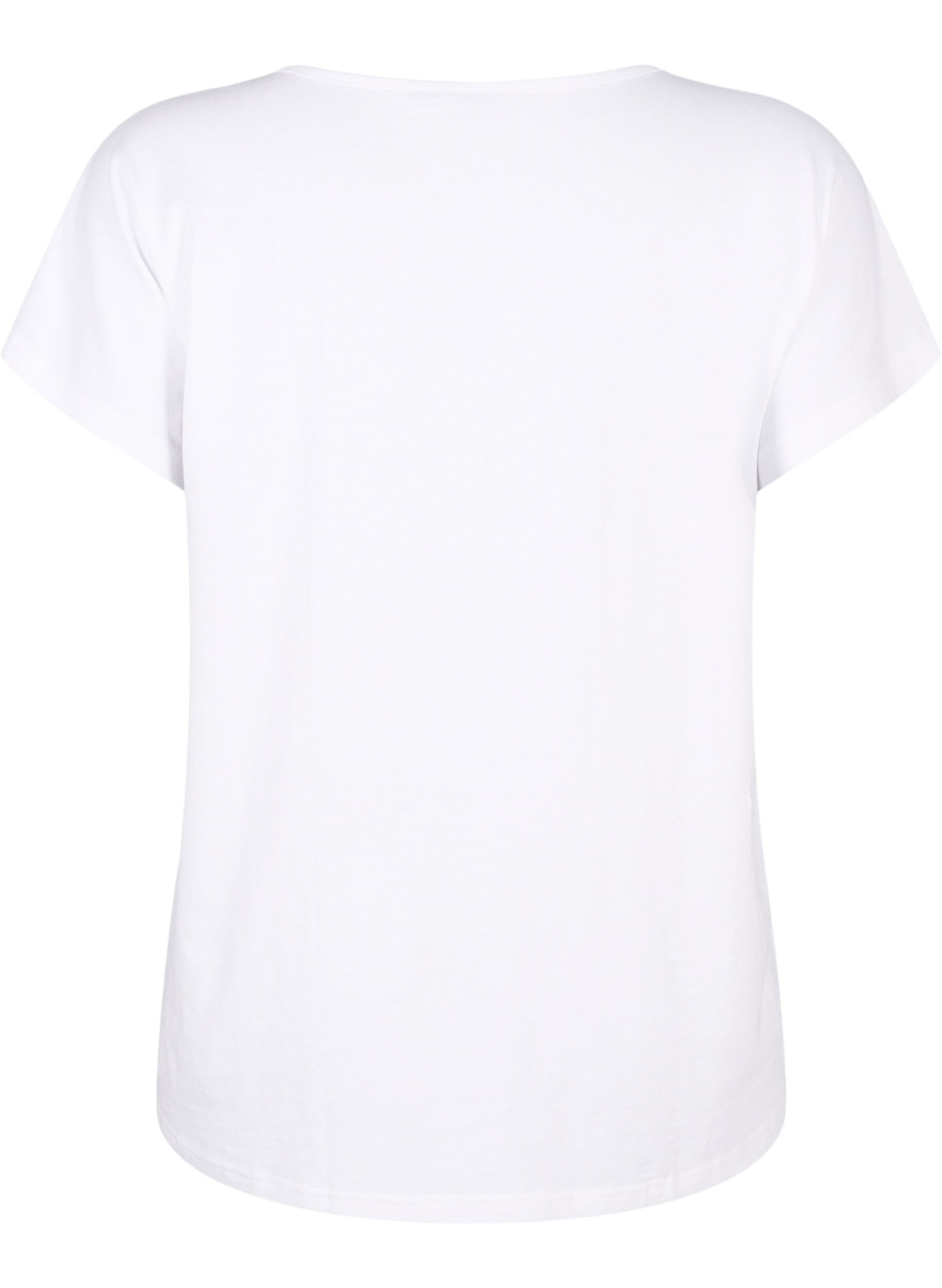 Zizzi T-shirt met V-hals en borstzakje, Bright White, Packshot image number 1